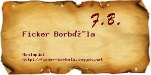 Ficker Borbála névjegykártya